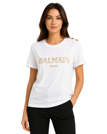 BALMAIN Women Gold Balmain Paris T-Shirt