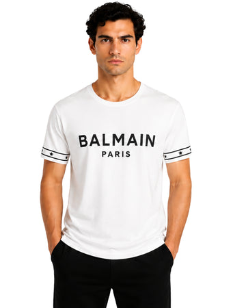 BALMAIN Men Star Print Sleeve T-Shirt