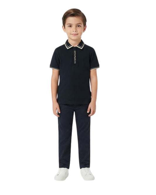 EMPORIO ARMANI Boys Vertical Logo Polo Shirt