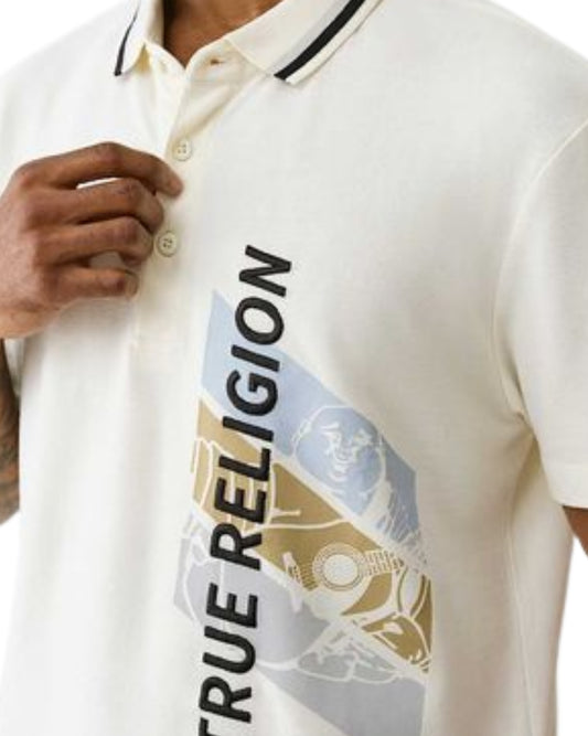 TRUE RELIGION Men Buddha Artwork Polo Shirt