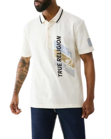 TRUE RELIGION Men Buddha Artwork Polo Shirt