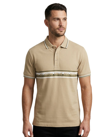 TRUE  RELIGION Men Stripe Tipping Polo Shirt