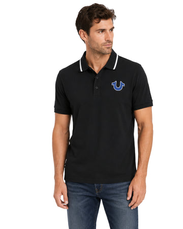 TRUE RELIGION Men Cotton Piqué Fabric Polo Shirt