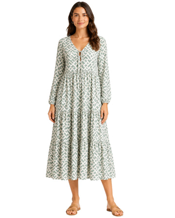 KIABI Women Elegant All-Over Geometric Pattern Dress