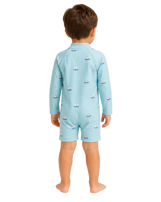 KIABI Boys All-Over Sailboat Swim Suit