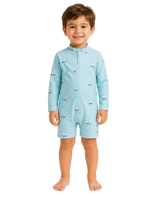 KIABI Boys All-Over Sailboat Swim Suit