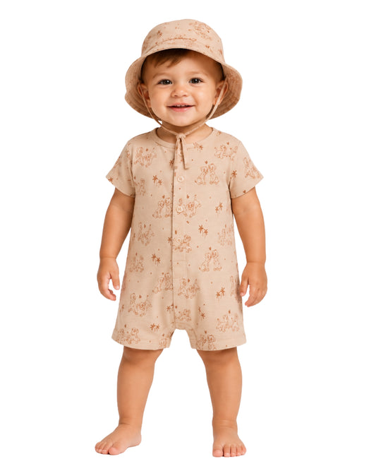 DISNEY Baby Boys All-Over Cute Safari Character Print Overall