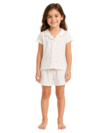 KIABI Girls Peach Graphic Pyjama Set 2 Pcs