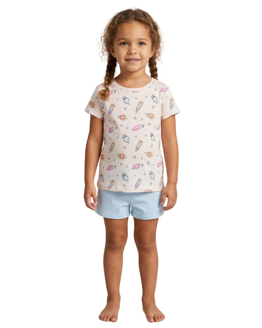KIABI Girls  Ice Cream And Popsicle  Pyjama Set 2 Pcs