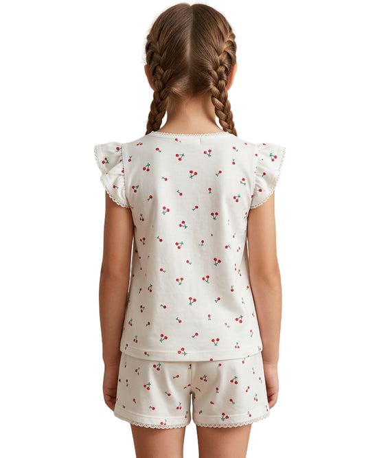 KIABI Girls Cherry Graphic Pyjama Set 2 Pcs