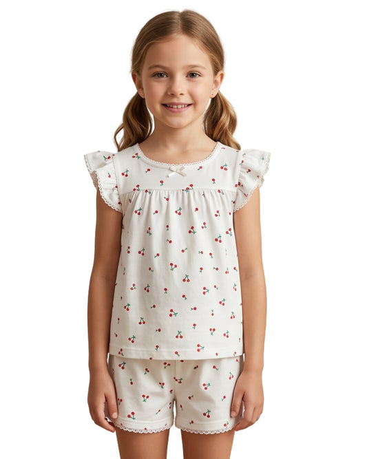 KIABI Girls Cherry Graphic Pyjama Set 2 Pcs