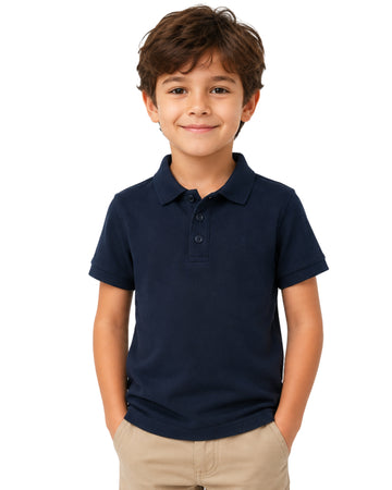 KIABI Boys Soft Piqué Knit Fabric Polo Shirt