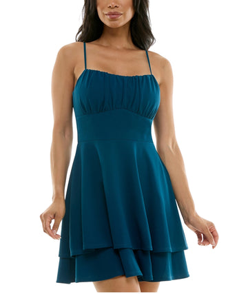 EMERALD SUNDAE Women Ruched Tiered Fit & Flare Dress