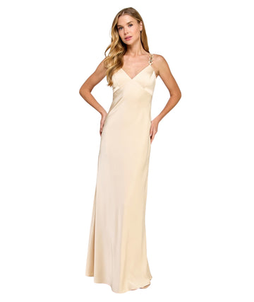 SENI & CADE Women Satin Chain-Trim Long Dress