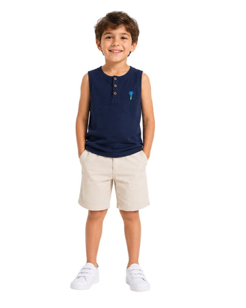 KIABI Boys Palm Tree Embroided Chest T-Shirt