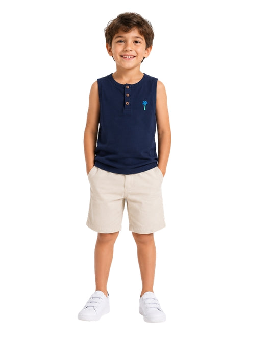 KIABI Boys Palm Tree Embroided Chest T-Shirt