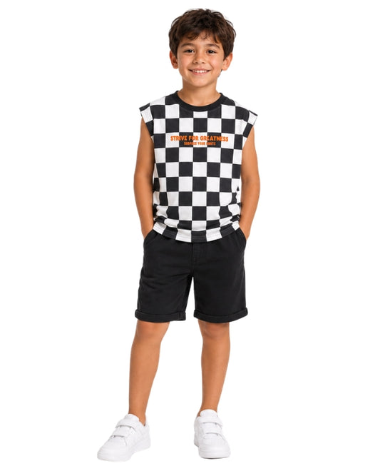 KIABI Boys Checkerboard T-Shirt