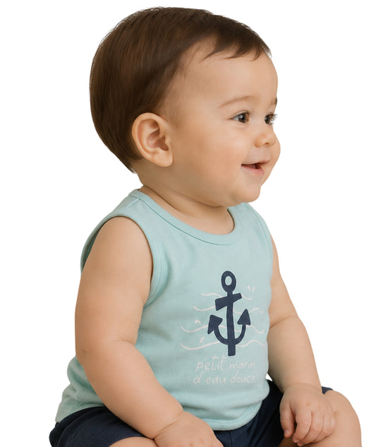 KIABI Baby Boys White Waves Designed T-Shirt