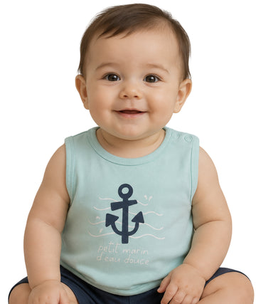 KIABI Baby Boys White Waves Designed T-Shirt
