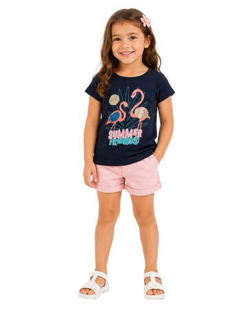 KIABI Girls Cute Flamingo T-Shirt
