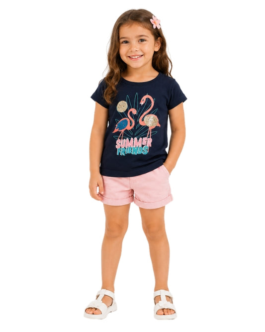 KIABI Girls Cute Flamingo T-Shirt