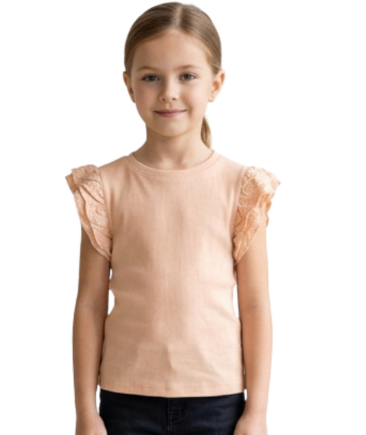 KIABI Kids Girls Designed Sleeves T-Shirt