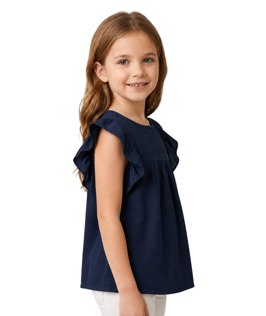 KIABI Kids Girls Comfort Ruffle Sleeves T-Shirt