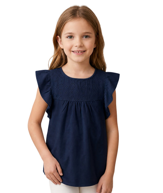 KIABI Kids Girls Comfort Ruffle Sleeves T-Shirt
