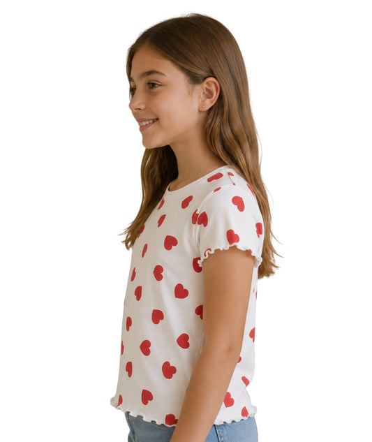 KIABI Kids Girls Heart Printed T-Shirt