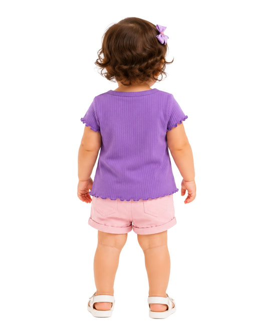 KIABI Baby Girls Embroidered Flower T-Shirt
