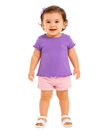 KIABI Baby Girls Embroidered Flower T-Shirt