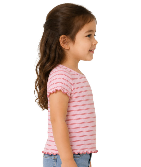 KIABI Kids Girls Stripped Short Sleeve T-Shirt