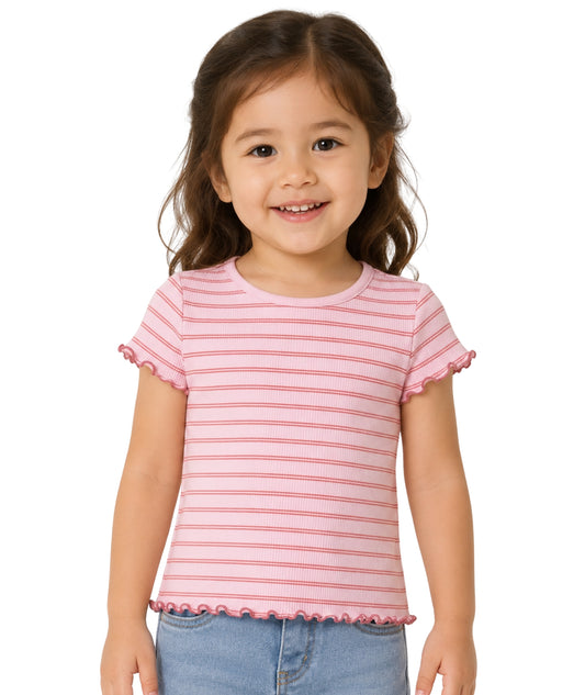 KIABI Kids Girls Stripped Short Sleeve T-Shirt