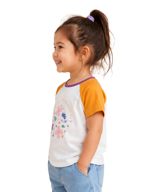 KIABI Kids Girls Designed Sleeves T-Shirt