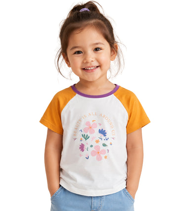 KIABI Kids Girls Designed Sleeves T-Shirt