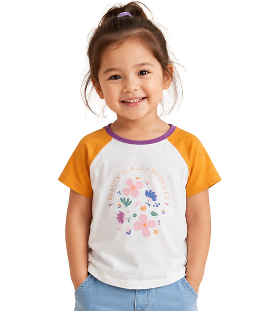 KIABI Kids Girls Designed Sleeves T-Shirt