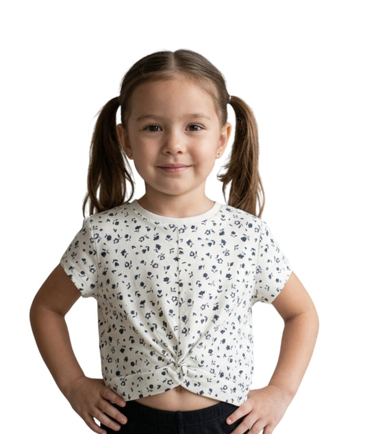 KIABI Kids Girls Floral Print Short Sleeve T-Shirt