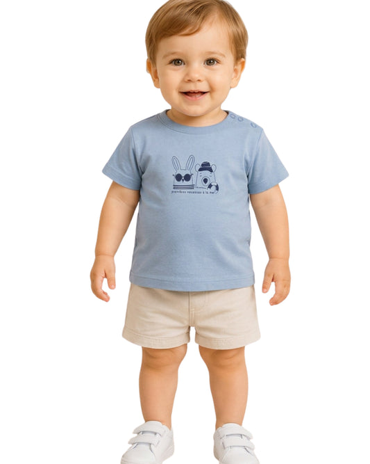 KIABI Baby Boys Bunny And Bear Front Graphic T-Shirt