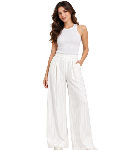 DONNA KARAN Women Stripped Wide Pant