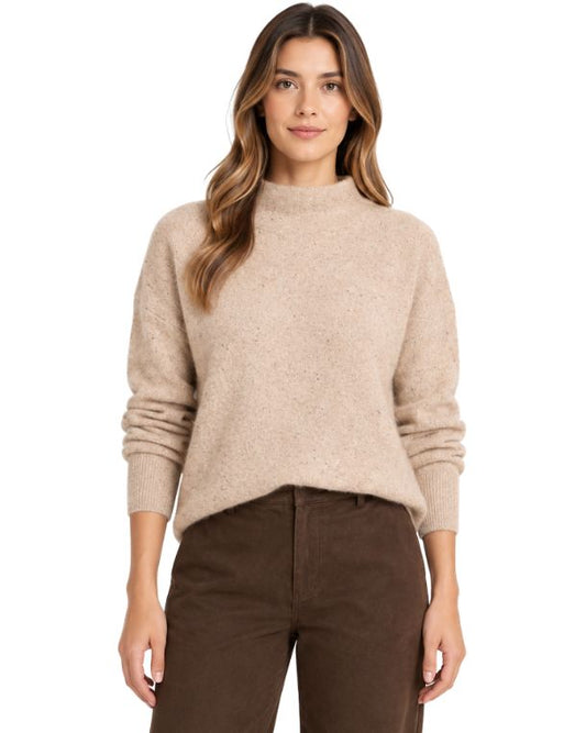 VINCE Women Cozy Textured Knit Fabric Sweater