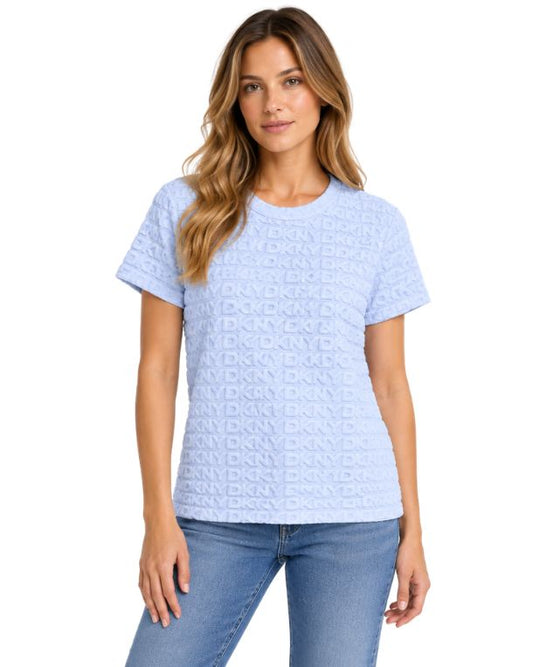 DKNY Women All-Over Raised DKNY Logo Pattern T-Shirt