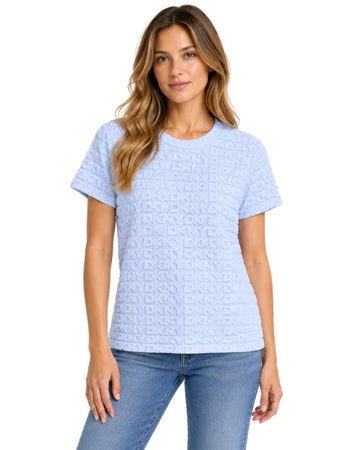 DKNY Women All-Over Raised DKNY Logo Pattern T-Shirt