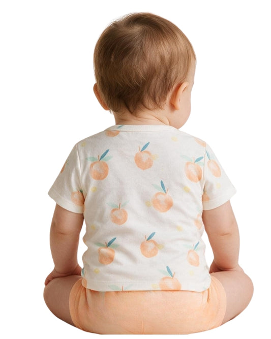 KIABI Baby Girls Peach Print All Over Set 2 Pcs