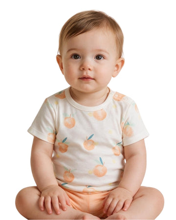 KIABI Baby Girls Peach Print All Over Set 2 Pcs