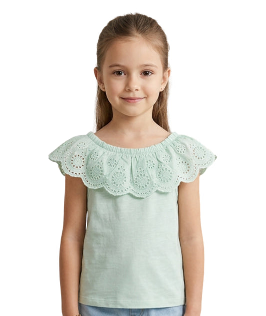KIABI Kids Girls Sleeveless Embroided -Shirt