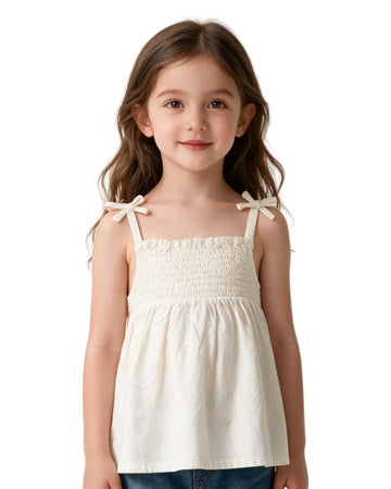 KIABI Girls Bow Shoulder Details T-Shirt