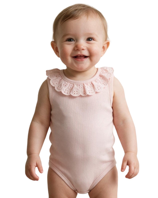 KIABI Baby Girl Eyelet Lace Ruffel Jumpsuit