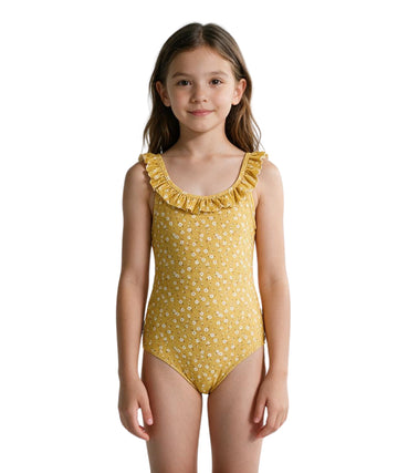 KIABI Kids Girls Stretch Floral Swim Suit
