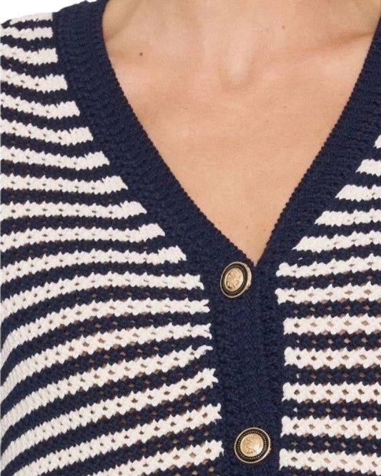 CECE Women Stripped Cardigan