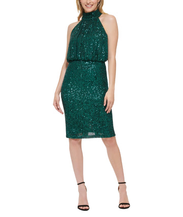 ELIZA J Women Sequinned Blouson Shift Dress